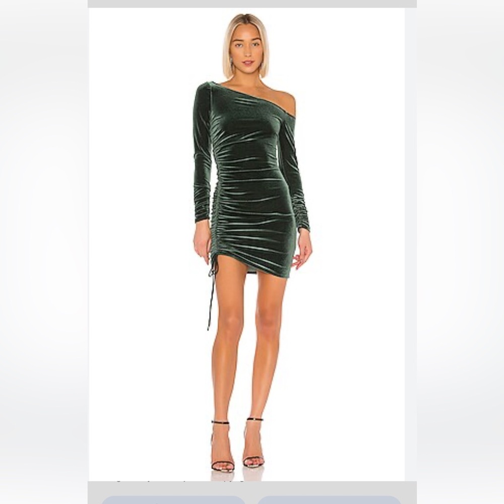 Michael Costello x REVOLVE Gennah Mini Dress in Emerald Green Velvet Size XS